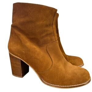 House of Harlow 1960 Suede Leather Ankle Booties Boots Block Chunky High Heel 10